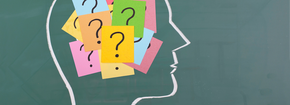 Human brain and colorful question mark